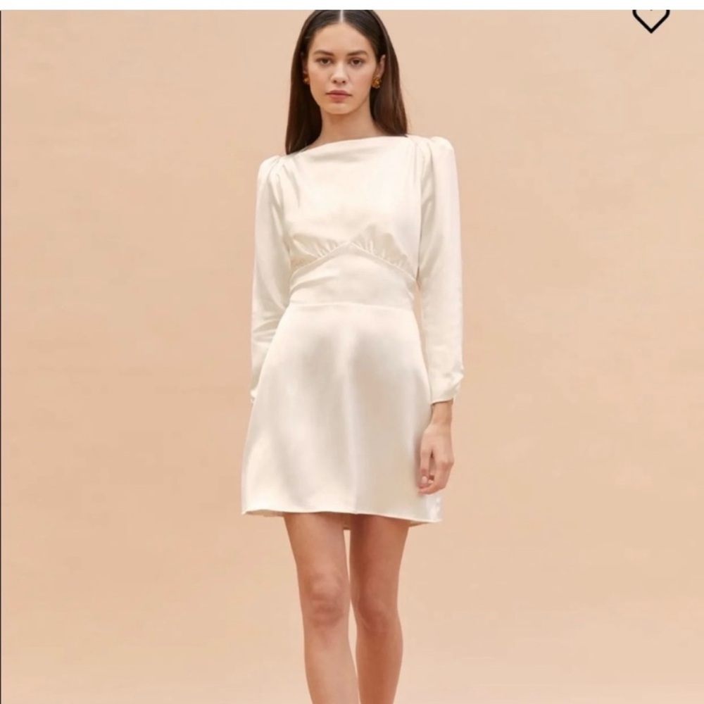 NWT Reformation Rudi Silk Mini Dress Ivory 6